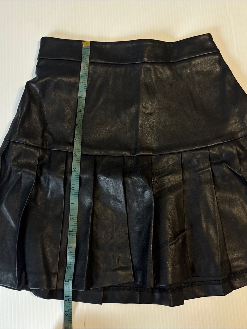 Bar III Black Faux Leather Pleated Mini Skirt XS Y2K Preppy Tennis Goth Grunge - Picture 6 of 7